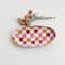 Hello Honey Oval Hand-Painted Stoneware Platter with Check Pattern, Multicolor